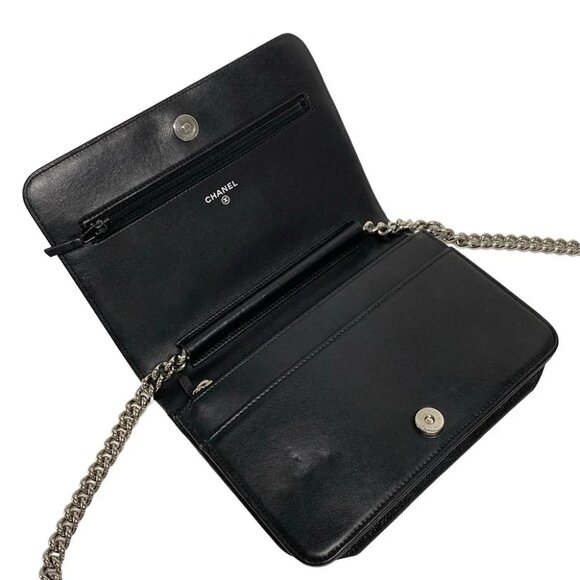 Auth CHANEL Boy Chanel / Matelasse A80287 Black Grained Calfskin - Picture 3 of 13